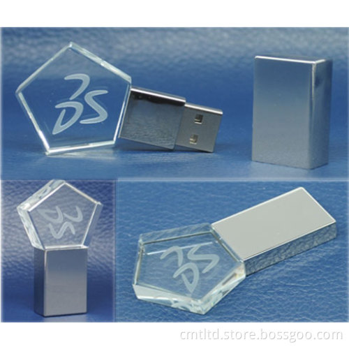 Crystal Star Shape Metal USB Flash Disk Acrylic Transparent USB Flash Drive (C004)